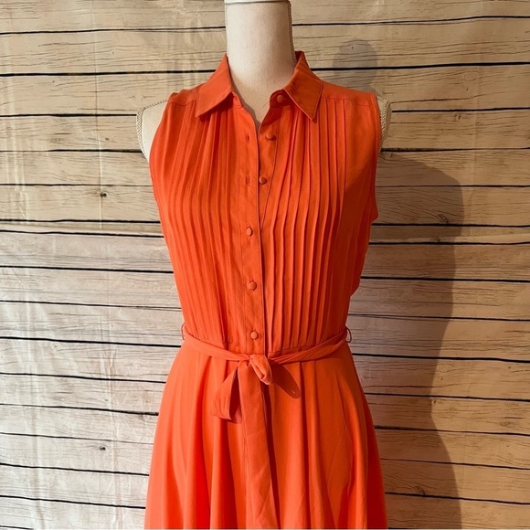 Nanette Lepore Coral Pleat & Button Front Belted Dress Size 2 - Picture 9 of 9